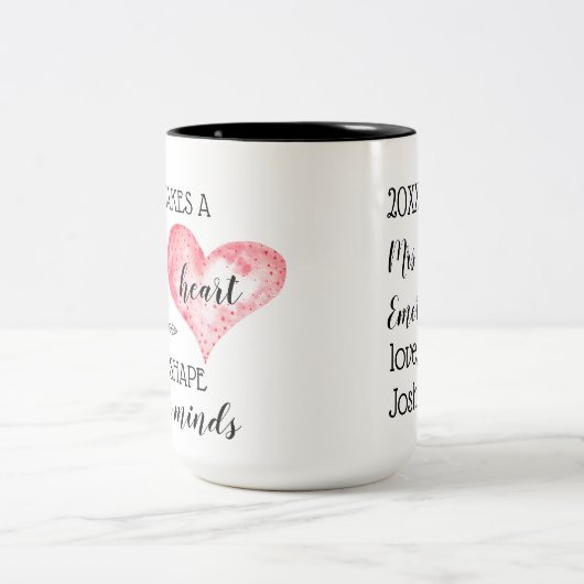 Leerlingencadeau | Aangepast grote hardetoerekenin Tweekleurige Koffiemok (Center)