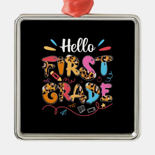 Leerlingencadeau | Hallo eerste rang Metalen Ornament (Voorkant)
