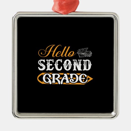 Leerlingencadeau | Hallo tweede rang Metalen Ornament (Voorkant)