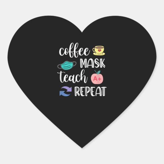 Leerlingencadeau | Koffie-maskerkoppeling Herhalin Hart Sticker (Voorkant)