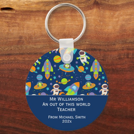 Leerlingendag uit deze wereldruimte sleutelhanger (Voorkant)