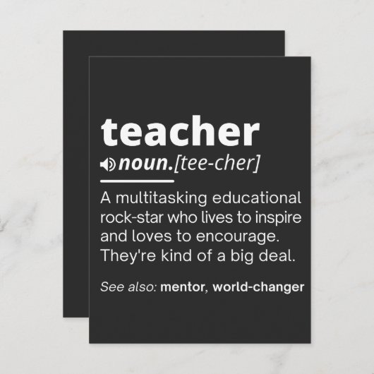 Leerlingendefinitie - Leerleraar Bedankkaart (Voorkant / Achterkant)