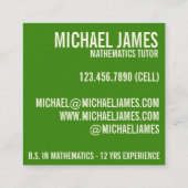 Leerlingenleraar Wiskunde Vierkante Visitekaartje (Achterkant)