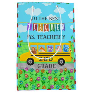 Leerlingenwaardering Bedankt Cute bus Animals Medium Cadeauzakje