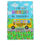 Leerlingenwaardering Bedankt | Cute bus Animals Medium Cadeauzakje (Achterkant)