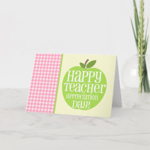 Leerlingenwaardering Dag Groene Apple Pink Gingham Kaart