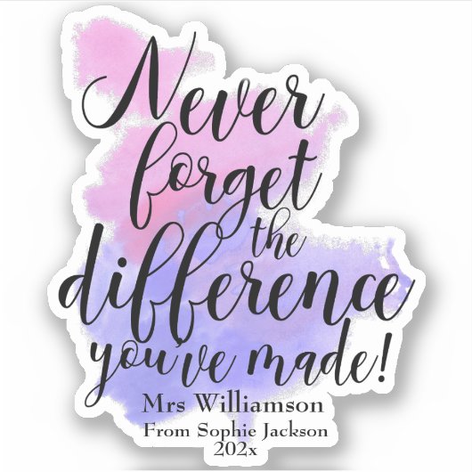 Leerlingenwaardering dag Waterverf Citaat Sticker (Voorkant)