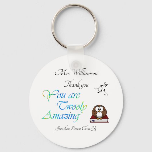 Leerlingenwaardering Dank je Owl Sleutelhanger (Voorkant)