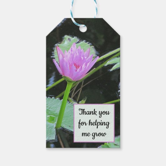 Leerlingenwaardering Dank je water Lily Bloom Cadeaulabel (Voorkant)