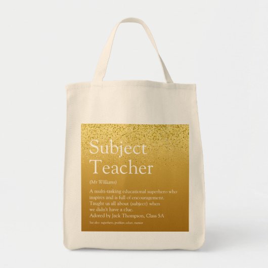 Leerlingenwaardering Definitie Gold Glitter Tote Bag (Voorkant)