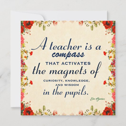 Leerlingenwaardering Een leraar is een kompas (Voorkant)