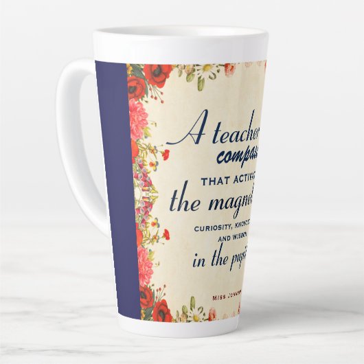 Leerlingenwaardering Een leraar is een kompas Latte Mok (Linkerhoek)