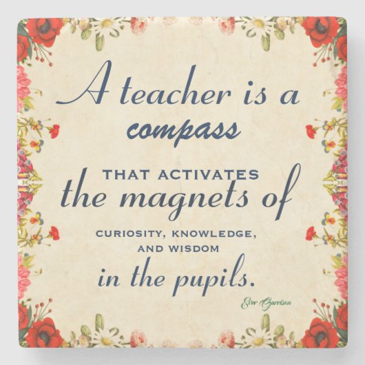Leerlingenwaardering Een leraar is een kompas Stenen Onderzetter (Voorkant)