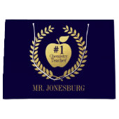 Leerlingenwaardering Faux Gold Aangepaste naam Large Cadeautasje (Voorkant)