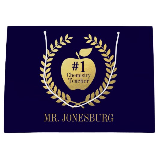 Leerlingenwaardering Faux Gold Aangepaste naam Large Cadeautasje (Voorkant)