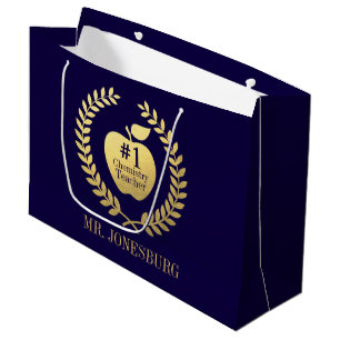 Leerlingenwaardering Faux Gold Aangepaste naam Large Cadeautasje