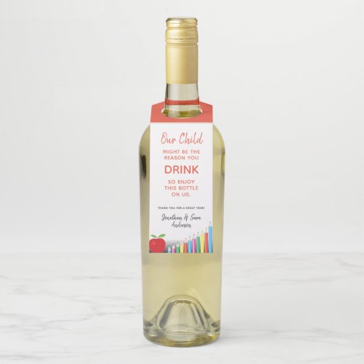 Leerlingenwaardering | Funny Wine Flessenhanger (Op fles)