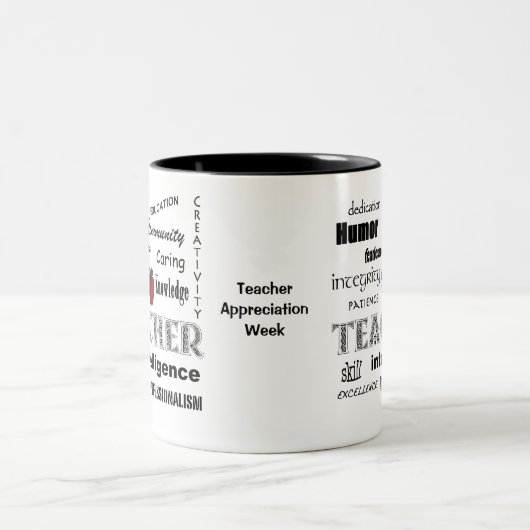 Leerlingenwaardering + rode appel tweekleurige koffiemok (Center)