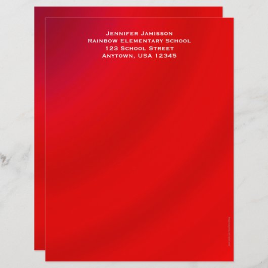 Leerlingenwaardering, rode gradiënt op maat persoonlijk briefhoofd (Voorkant / Achterkant)