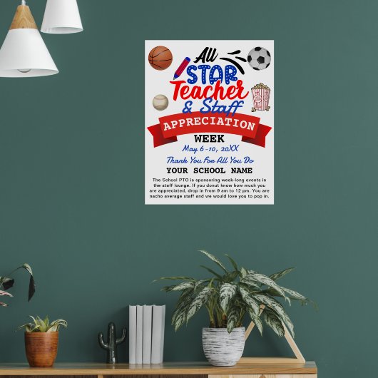 Leerlingenwaardering week Alle Star PTO-reisroute Poster (Woonkamer 1)