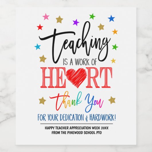 Leerlingenwaardering week wijn etiket (Enkel label)