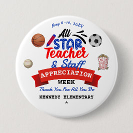 Leerlingenweek Alle Star School Name Ronde Button 7,6 Cm