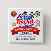Leerlingenweek Alle Star School Name Vierkante Button 5,1 Cm (Voorkant)