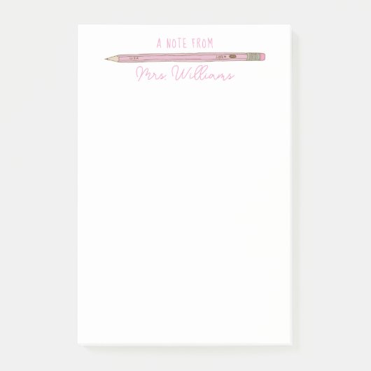 Leermachine Cadeaupapier Aangepast roze Potlood Post-it® Notes (Voorkant)
