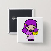 Leermeisje Vierkante Button 5,1 Cm (Voorkant /achterkant)