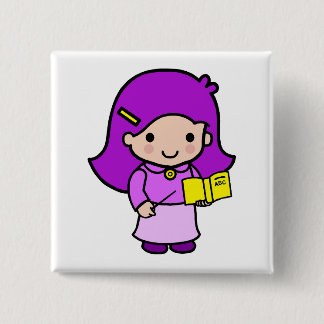 Leermeisje Vierkante Button 5,1 Cm