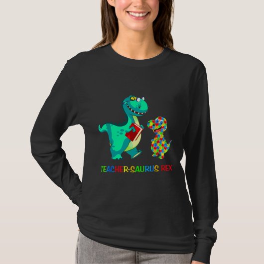 Leersaurus Rex Dinosaur Autism Speciaal Onderwijs T-shirt (Voorkant)