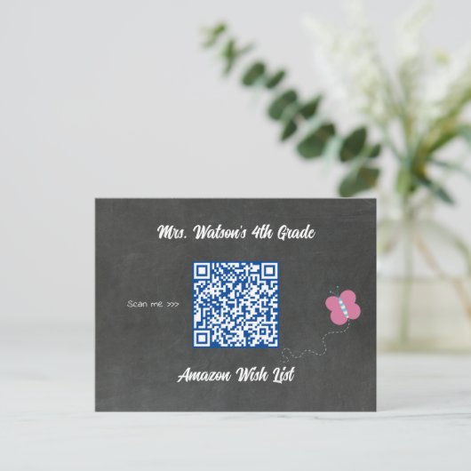 Leerschaakbord Wish List QR Code Aangepast Briefkaart (Staand voorkant)