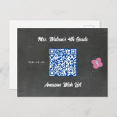 Leerschaakbord Wish List QR Code Aangepast Briefkaart (Voorkant / Achterkant)