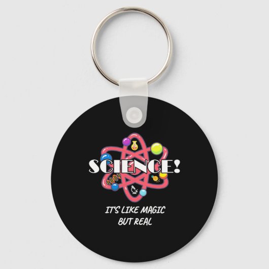 Leerscheikundewetenschap is als een magisch maar e sleutelhanger (Voorkant)
