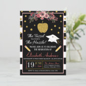 Leerschool Afstuderen Uitnodiging Floral (Staand voorkant)