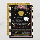 Leerschool Afstuderen Uitnodiging Floral (Voorkant / Achterkant)