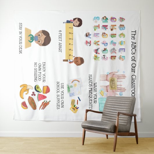 Leerschool Classroom Covid Rules Wandkleed (In Situ (horizontaal))