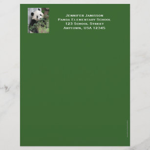 Leerschool — leerlingwezen, Panda, groene trim Custom Briefhoofd