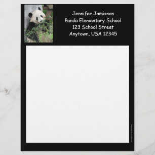 Leerschool — leerlingwezen, Panda, zwarte trim Briefhoofd Ontwerp