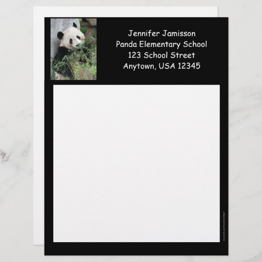 Leerschool — leerlingwezen, Panda, zwarte trim Briefhoofd Ontwerp (Voorkant / Achterkant)