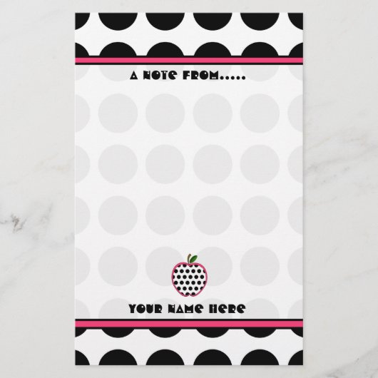 Leerschool - Polka Dot Apple Briefpapier (Voorkant)