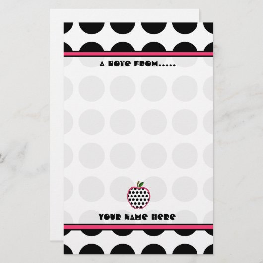 Leerschool - Polka Dot Apple Briefpapier (Voorkant / Achterkant)