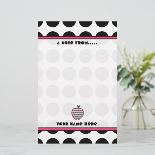 Leerschool - Polka Dot Apple Briefpapier (Staand voorkant)