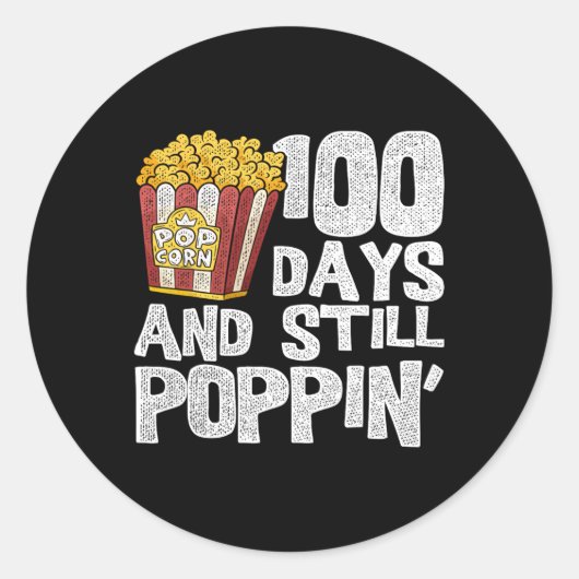 Leerschool-student Popcorn 100 dagen school Ronde Sticker (Voorkant)