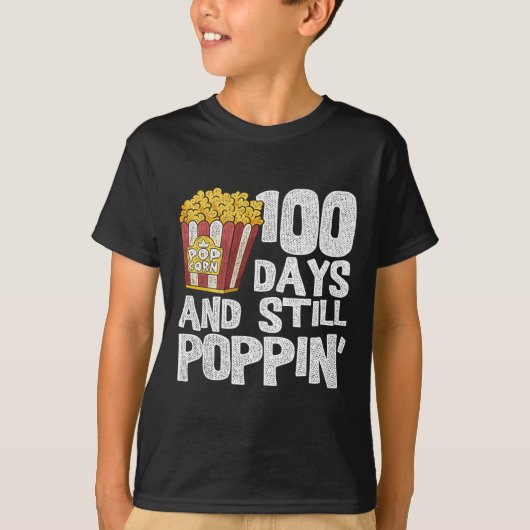 Leerschool-student Popcorn 100 dagen school T-shirt (Voorkant)
