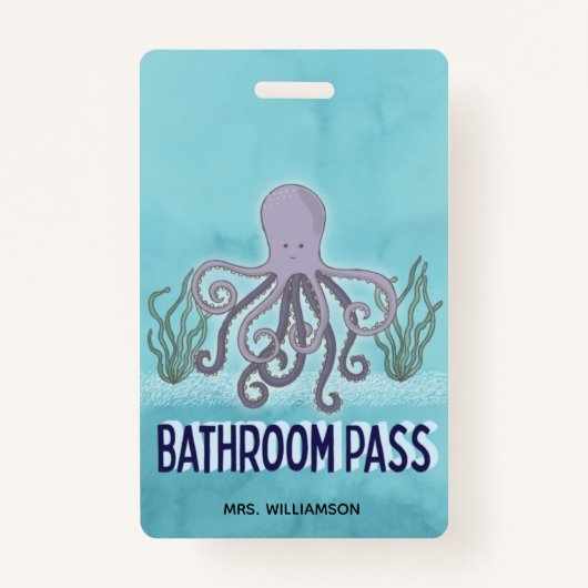 Leerschool Zee Octopus Bathroom Pass Badge (Voorkant)
