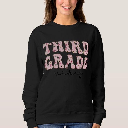 Leerster Vibes Pink Groovy Kind van de derde klas Trui (Voorkant)