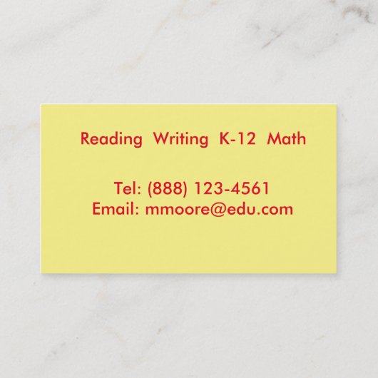 Leerstudenten Visitekaartje (Achterkant)