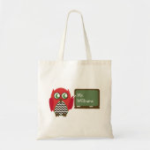 Leertas - zwarte Chevron Red Owl op het bord Tote Bag (Voorkant)