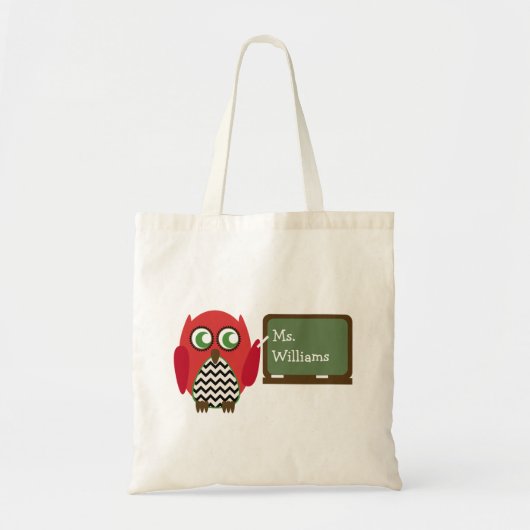 Leertas - zwarte Chevron Red Owl op het bord Tote Bag (Voorkant)